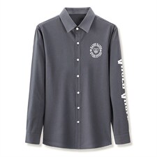 秋季长袖衬衫男士免烫纯棉春秋2023新款刺绣中年商务休闲衬衣服，男装衬衫，电商B212（原钱塘6029）