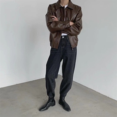 Cleanfit痞帅高街风Pu皮衣潮男机车服皮夹克外套网图W6431-P68，男装皮衣，星座412-1