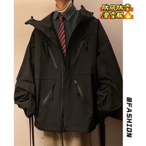 冬新魔术贴滑雪服夹克外套男防风防水拉链大码加绒加厚M19-P180图片