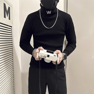 痞帅男士高翻领套头打底毛衣社会小伙店主风301C-M55-特P38控58图片