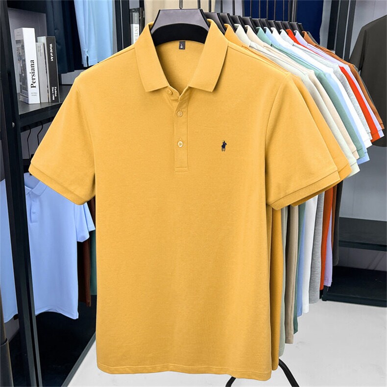 夏季棉短袖纯色刺绣翻领POLO衫男T恤潮流品质上衣体恤男装,男装T恤,钱塘6003（原4033）