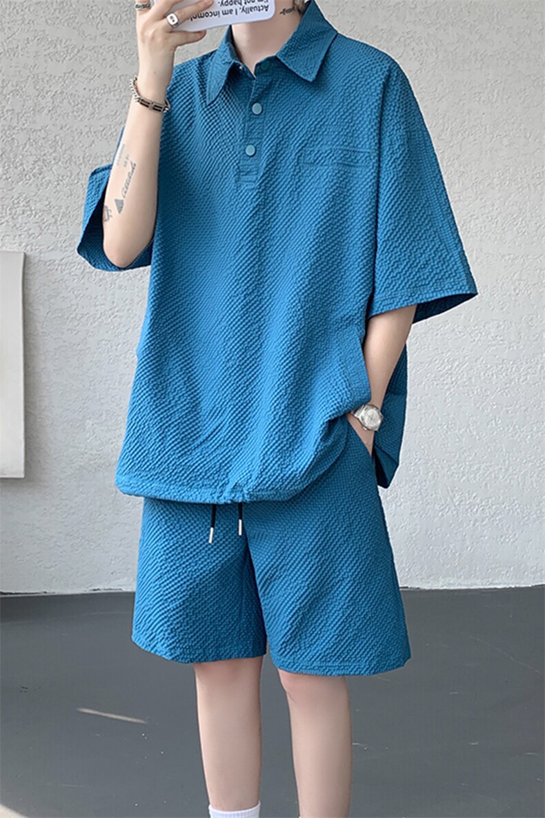 8XL-M日系工装短袖衬衫男夏季POLO衫t恤休闲运动套装TZ38004特P55,男装T恤,电商B312