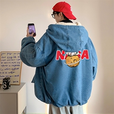 控价158牛仔棉衣男大码加绒羊羔绒牛仔棉服男棉袄NM53289-P140，男装棉衣，电商A040