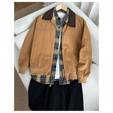 秋季大货拼色衬衫领纯棉宽松夹克男上衣外套DSA157B-J182-P75，男装夹克，电商A157B