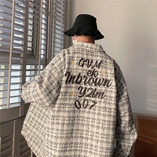 1港风大码M-5XL中性情侣潮大皂风长袖衬衫男CCS8019P45加绒P55，男装衬衫，星座226-2