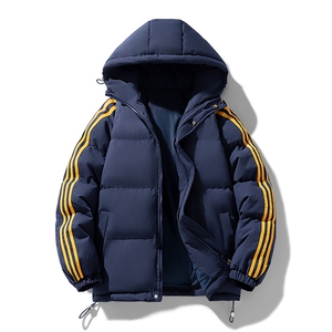 冬季潮流条纹五防立领加绒加厚棉衣情侣撞色棉服外套MY8899-p78图片