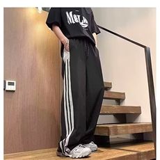 1506/QC1620/P30春秋新款美式测边条纹休闲长裤抽绳宽松运动裤，女装休闲裤，星座1506