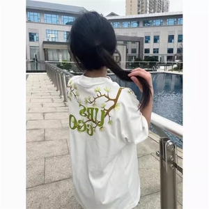 万针全刺绣工艺 高品质260克双纱纯棉美式高街宽松短袖T恤 特P33图片