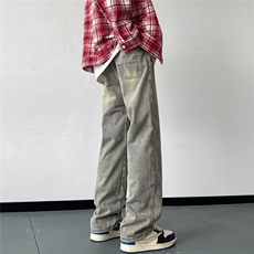 牛仔裤男潮牌高街美式高街阔腿裤子痞帅宽松阔腿裤sn119-P45，男装牛仔裤，星座1001-1