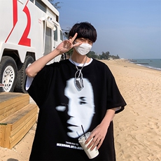 B239-D925-P28夏季模糊人物图案印花半袖重磅短袖t恤男港风，男装T恤，星座514-2(原B239)