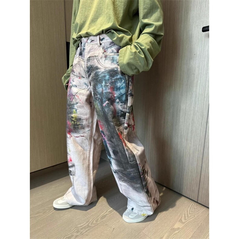 W10141-P60网图现货1981美式做旧涂鸦脏脏牛仔裤个性复古长裤,男装牛仔裤,星座1608-2