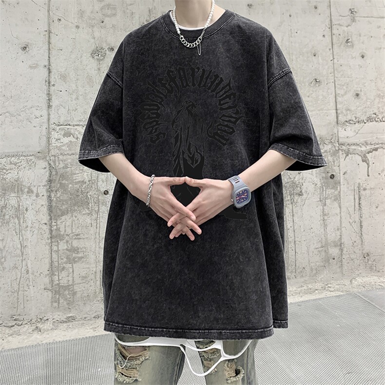 量大优可提供视频2024夏水洗美式短袖T恤D223A-ST2408-P25,男装T恤,电商019-1
