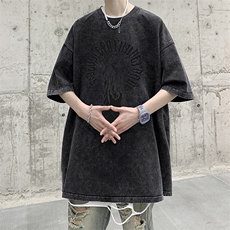 量大优可提供视频2024夏水洗美式短袖T恤D223A-ST2408-P25，男装T恤，电商019-1