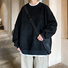 重磅卫衣男春季设计感小众圆领美式麂皮绒男上衣-JK23101-P45控69，男装卫衣，星座605(原A050)
