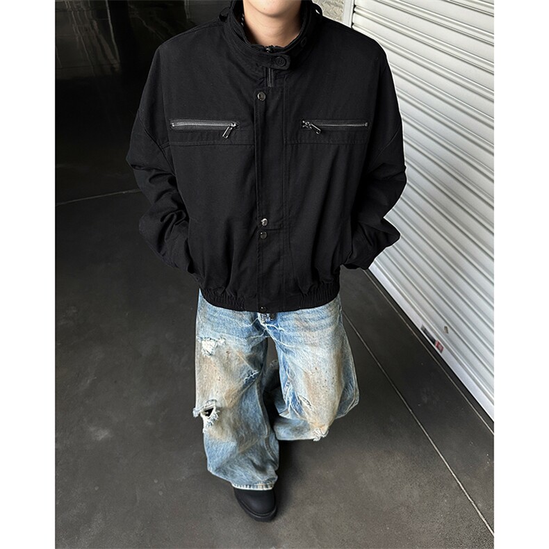 美式复古工装外套男秋冬季潮牌痞帅休闲短款立领夹克JK08577-P75,男装夹克,星座308B-2