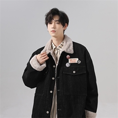 现货棉服男冬季棉衣外套羊羔绒翻领加厚毛领保暖外套MY2223-P125，男装棉衣，星座1103-3