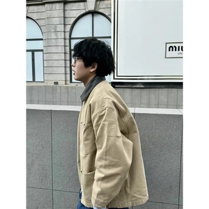 美式工装帆布外套男女2025春秋冬宽松百搭休闲夹克上衣W6656-P98图片