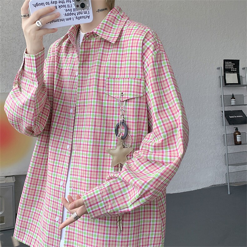 （带配件）CS1158-特批45控88秋季新款男女格子短袖大码男衬衫,男装T恤,电商A059