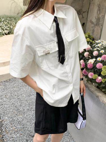 领带衬衣个性好看，女装，Queena PHoebe