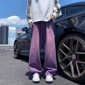 紫色牛仔裤男女韩版潮流高街帅气百搭2024秋冬ins长裤RK2213-P41图片