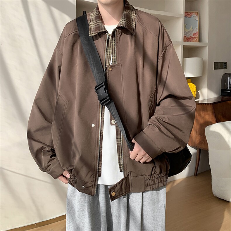 现货港风新款假两件潮流外套宽松百搭时尚休闲夹克男JK241-P100图片