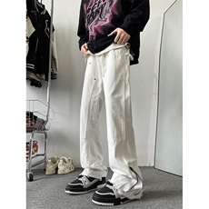 高街牛仔裤黑白色拉链款微喇叭裤715-6-BX08P65（控88），男装牛仔裤，星座715-6
