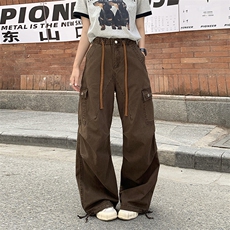 休闲裤男女2026新款夏季中高腰美式复古阔腿直筒工装裤YD9002-P75，男装牛仔裤，星座509