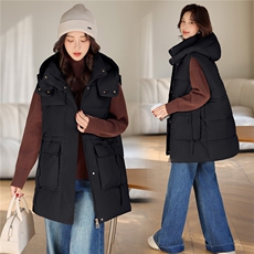 现货，冬季连帽羽绒棉马甲坎肩，女装马甲，利佳可人