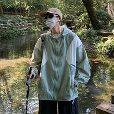 防晒衣男韩版潮流撞色连帽夏季薄款2023新款ins百搭外套W4836-P43，男装防晒衣，星座412-3