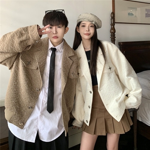 1港风美式潮牌宽松情侣女大码M-5XL休闲夹克外套男JK8748P95控128图片