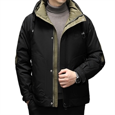 DF8202钱塘2020-2冬季厚款时尚休闲连帽简约中年男士羽绒服P305，男装羽绒服，钱塘207-2