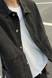 牛仔外套宽松大码简约休闲百搭潮流水洗牛仔衣夹克J7009-特价68图片