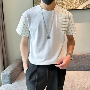 新款短袖T恤男夏季韩版半袖上衣港风宽松休闲潮牌体恤衫T0561-P35图片