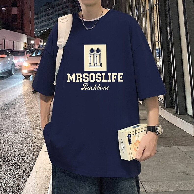 T761大码宽松纯棉运动圆领体恤衫oversize短袖T恤男重磅T,男装T恤,星座304A-1
