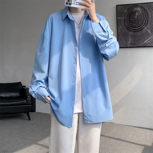 衬衫男2025春季新款港风宽松纯色长袖衬衣CY008-P30图片