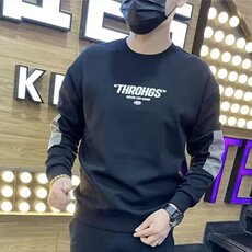 2025秋季新款时尚字母圆领卫衣男韩版潮流百搭长袖打底衫加绒上衣，男装T恤，星座506A
