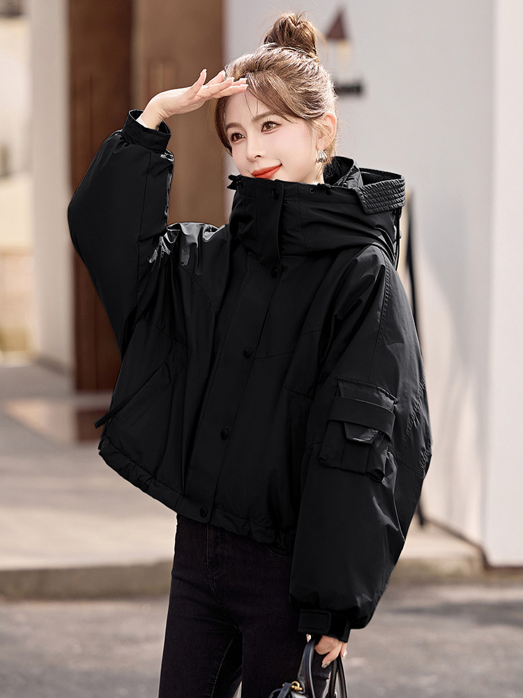 休闲保暖工装羽绒服女2024冬季新款小个子超好看派克服白鸭绒外套,女装羽绒服,依如秀(原杭风阁)