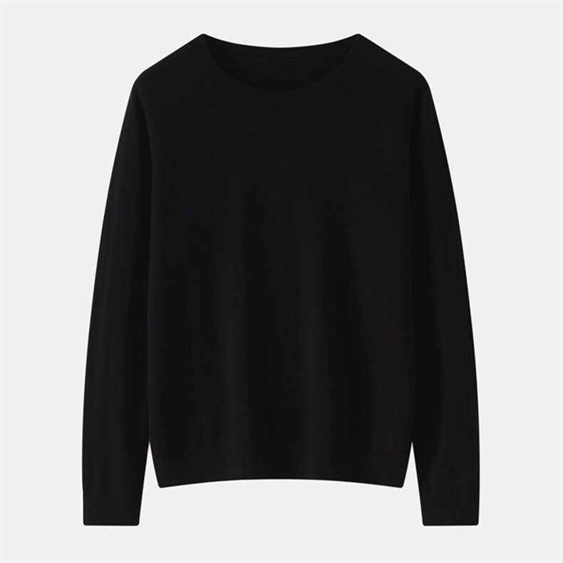 2025夏季新款圆领百搭显瘦长袖上衣打底衫，女装衬衫，星纬羊绒