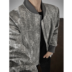美式短款立领皮衣夹克男女复古立领扎染宽松褶皱外套潮HZ6610-P80，男装皮衣，星座610B-1