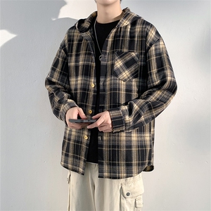 春秋新款男衬衫夹克长袖格子青年格子休闲外套JK0556-P52图片