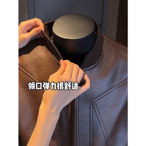 1506-1/J26031/P67美式解构pu皮衣外套男款cleanfit棒球服短款,韩国明星冬季服装搭配图片
