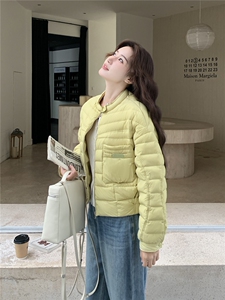 极简风休闲轻羽绒服女2025冬季新款韩系立领保暖白鸭绒百搭厚外套图片