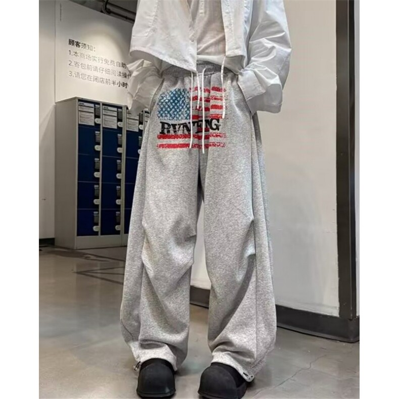 慵懒新款休闲裤男女款美式复古褶子宽松高腰长裤情侣KM47,男装休闲裤,星座1116A（原606A-3）
