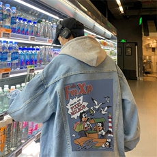 得物二开大货印花百搭牛仔夹克大码宽松休闲牛仔外套JK1265-P88，男装工装外套，星座1103-3