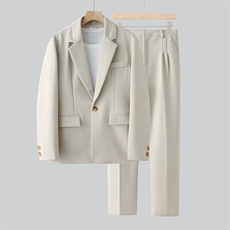 新款男士秋季宽松休闲港风西服套装衣服+裤子XZ809-P150，男装西服套装，星座505-3