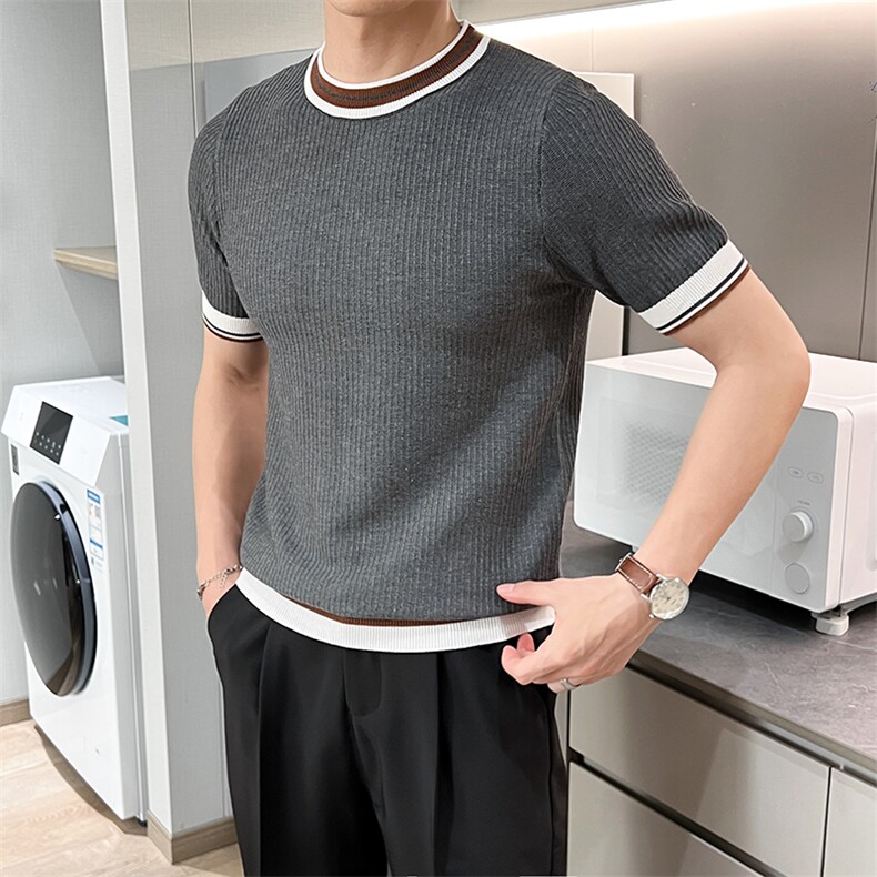 短袖男夏季薄款针织圆领T恤休闲透气衫上衣T096-P45，男装T恤，星座308B-2