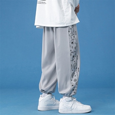 蓝底2024秋冬撞色串标宽松抽绳束脚运动休闲潮牌裤子2112-P45控69，男装休闲裤，星座914-3