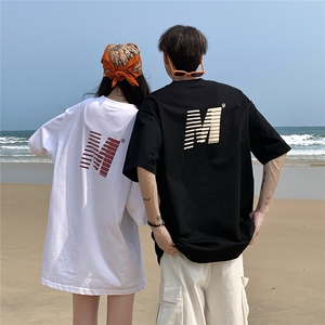 EQ426 字母印花夏季情侣装短袖T恤男女学院风简约半袖上衣韩范图片