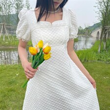 现货 夏季新款 宫廷风珍珠连衣裙,女装连衣裙,YI MAN