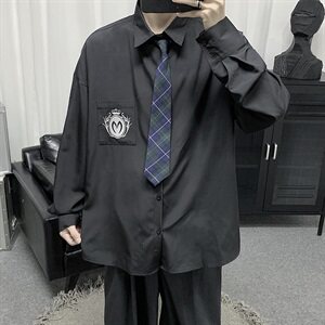 DK/JK学院风长袖衬衫男ins情侣衬衣  CS2021（送领带）图片